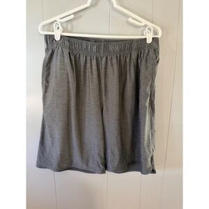 Athletic Works Shorts Mens Large Grey Elastic Waist Pockets Heathered Workout